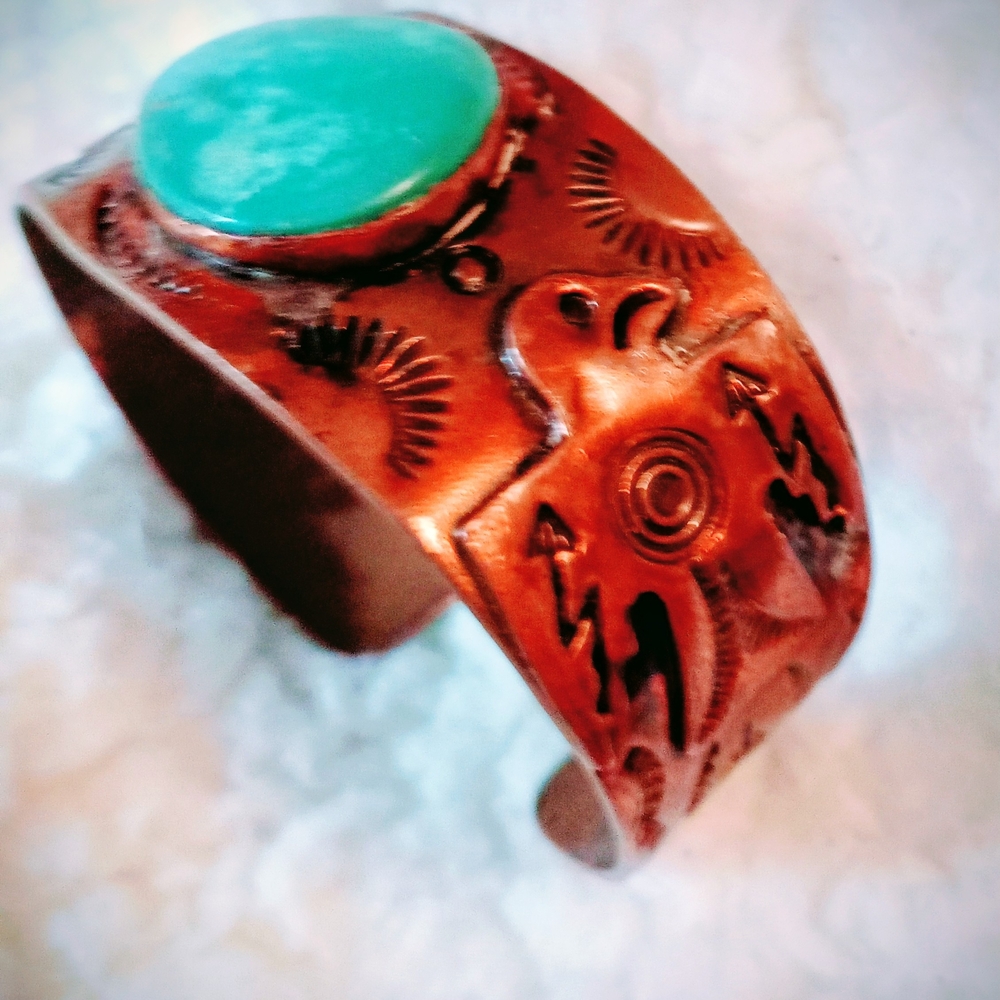 Artisan Copper Bracelet with Turquoise Stone